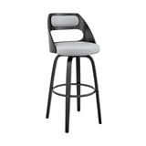 26" Gray And Black Faux Leather And Iron Swivel Counter Height Bar Chair - Homeroots - Flyclothing LLC