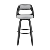 26" Gray And Black Faux Leather And Iron Swivel Counter Height Bar Chair - Homeroots - Flyclothing LLC