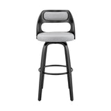 26" Gray And Black Faux Leather And Iron Swivel Counter Height Bar Chair - Homeroots