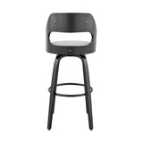 26" Gray And Black Faux Leather And Iron Swivel Counter Height Bar Chair - Homeroots - Flyclothing LLC