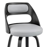 26" Gray And Black Faux Leather And Iron Swivel Counter Height Bar Chair - Homeroots - Flyclothing LLC