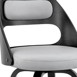 26" Gray And Black Faux Leather And Iron Swivel Counter Height Bar Chair - Homeroots - Flyclothing LLC