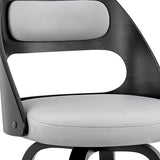 26" Gray And Black Faux Leather And Iron Swivel Counter Height Bar Chair - Homeroots