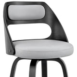 26" Gray And Black Faux Leather And Iron Swivel Counter Height Bar Chair - Homeroots - Flyclothing LLC