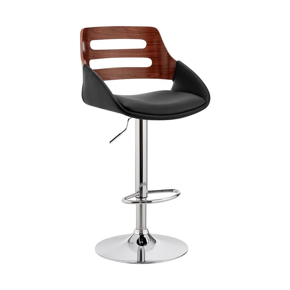 25" Black And Silver Iron Swivel Low Back Adjustable Height Bar Chair - Homeroots