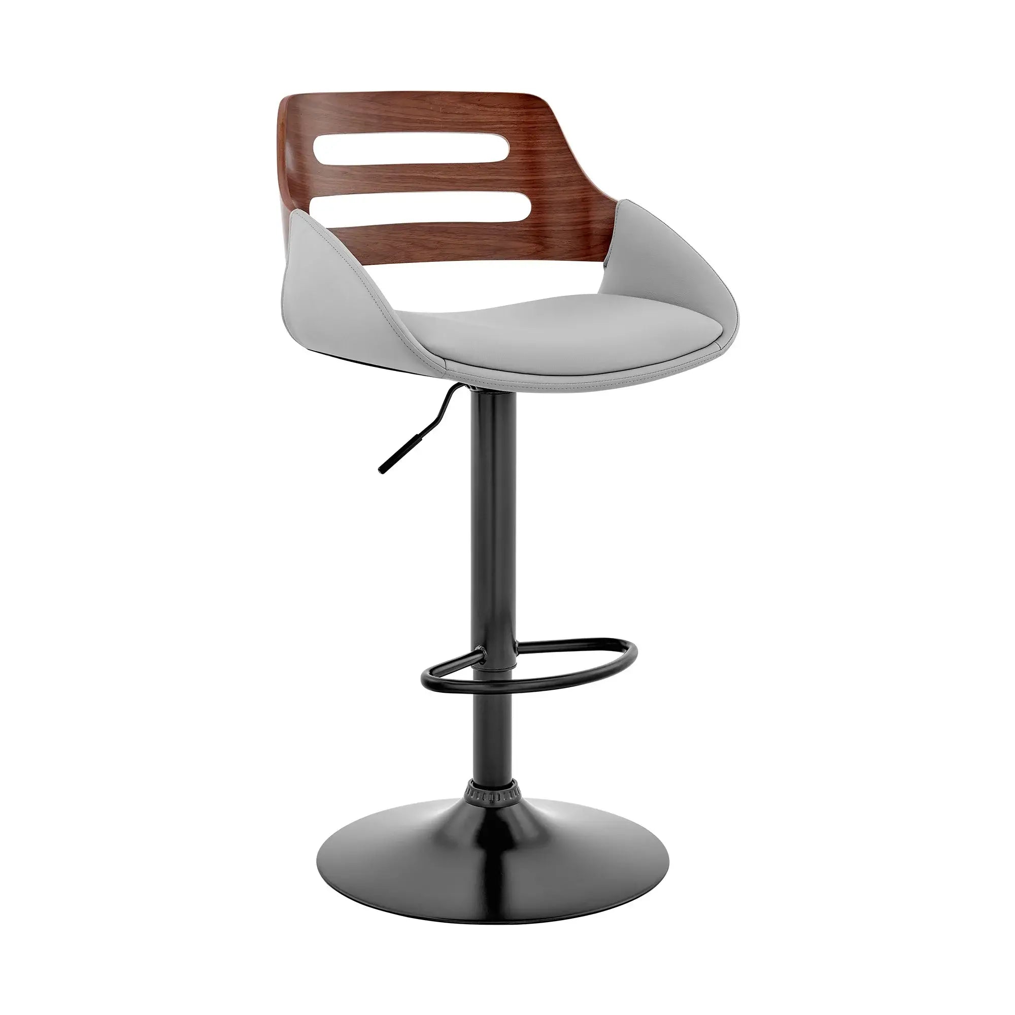 25" Gray And Black Iron Swivel Low Back Adjustable Height Bar Chair - Homeroots - Flyclothing LLC