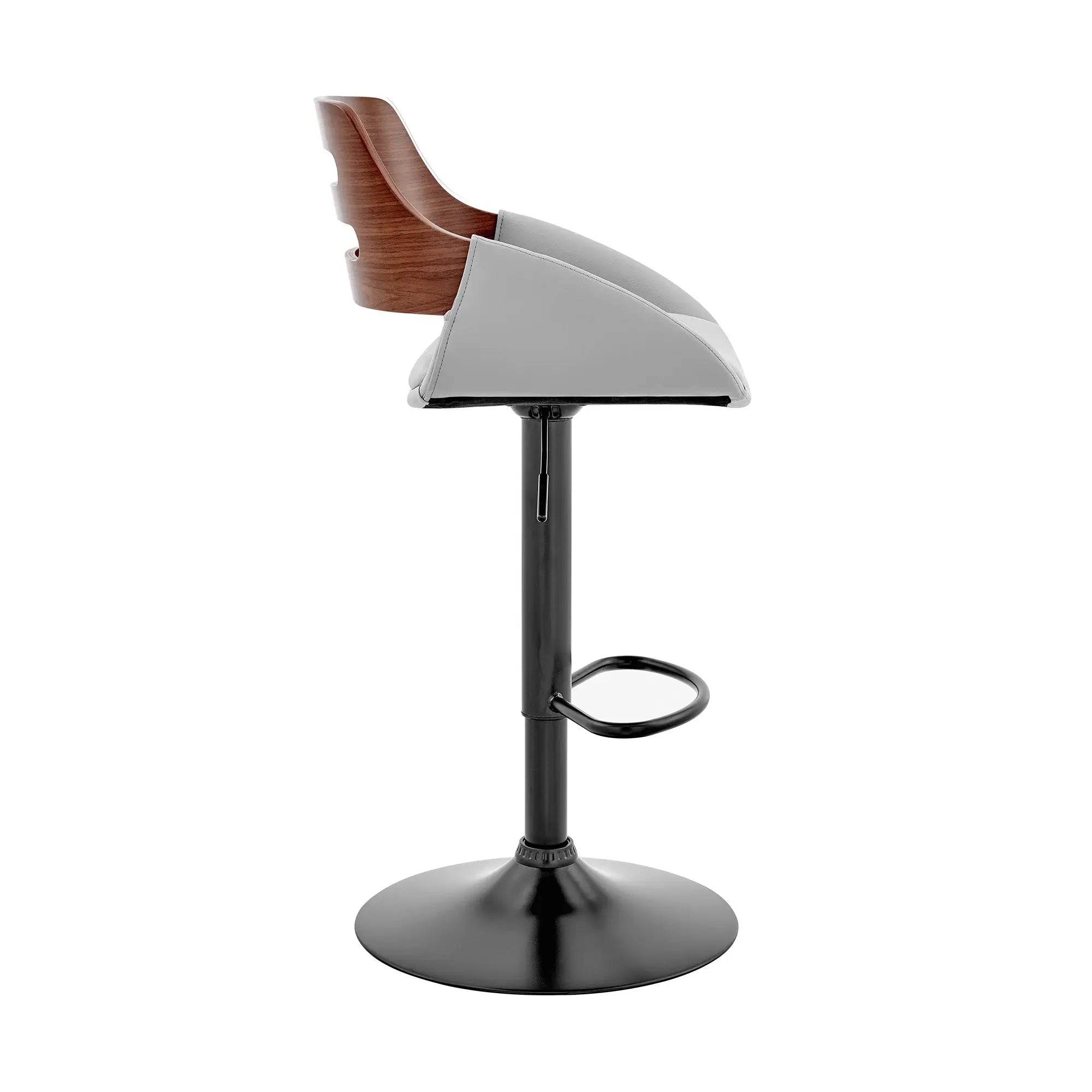 25" Gray And Black Iron Swivel Low Back Adjustable Height Bar Chair - Homeroots - Flyclothing LLC