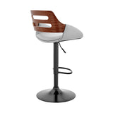 25" Gray And Black Iron Swivel Low Back Adjustable Height Bar Chair - Homeroots