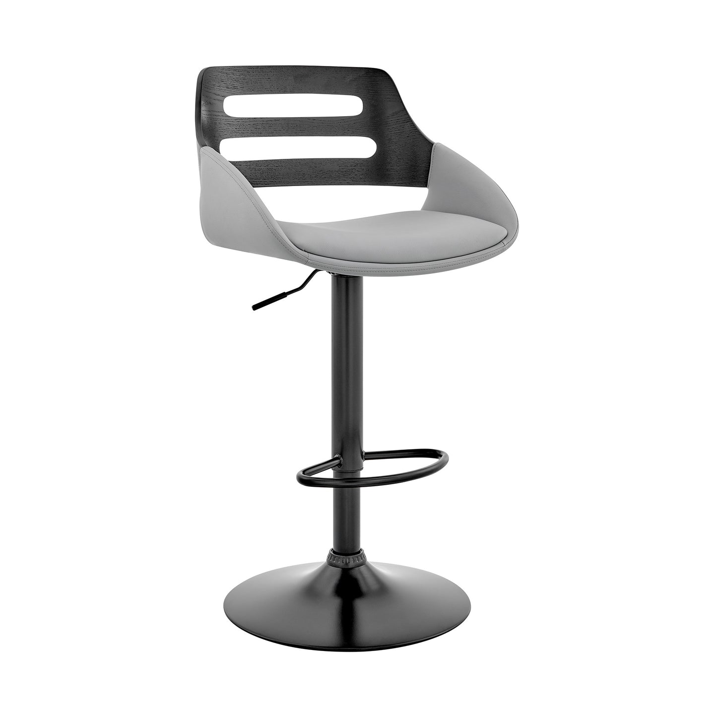 25" Gray And Black Iron Swivel Low Back Adjustable Height Bar Chair - Homeroots - Flyclothing LLC