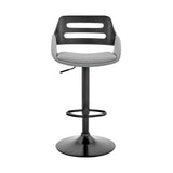 25" Gray And Black Iron Swivel Low Back Adjustable Height Bar Chair - Homeroots