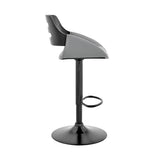 25" Gray And Black Iron Swivel Low Back Adjustable Height Bar Chair - Homeroots - Flyclothing LLC