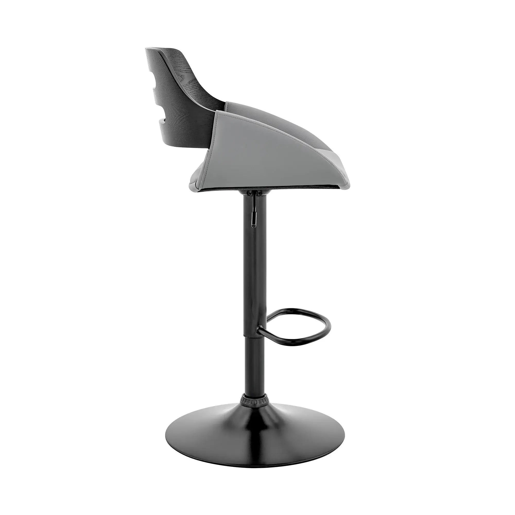 25" Gray And Black Iron Swivel Low Back Adjustable Height Bar Chair - Homeroots - Flyclothing LLC
