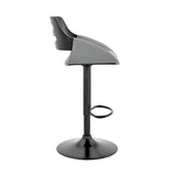 25" Gray And Black Iron Swivel Low Back Adjustable Height Bar Chair - Homeroots
