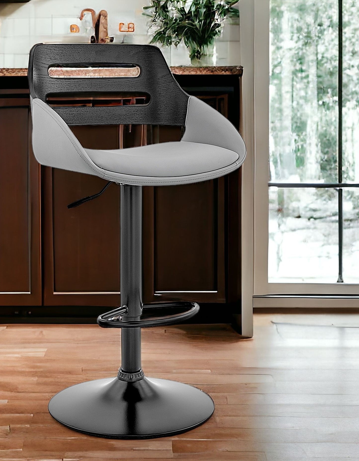 25" Gray And Black Iron Swivel Low Back Adjustable Height Bar Chair - Homeroots - Flyclothing LLC