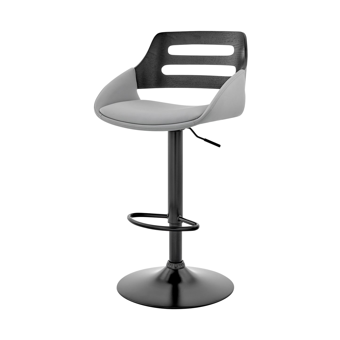 25" Gray And Black Iron Swivel Low Back Adjustable Height Bar Chair - Homeroots - Flyclothing LLC