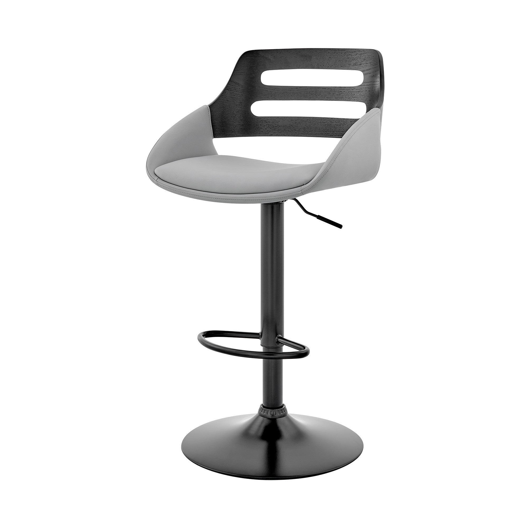 25" Gray And Black Iron Swivel Low Back Adjustable Height Bar Chair - Homeroots - Flyclothing LLC