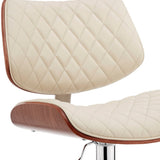 24" Cream And Silver Faux Leather And Iron Swivel Low Back Adjustable Height Bar Chair - Homeroots - Flyclothing LLC