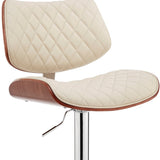 24" Cream And Silver Faux Leather And Iron Swivel Low Back Adjustable Height Bar Chair - Homeroots - Flyclothing LLC
