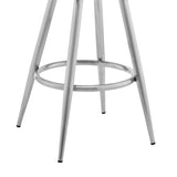 29" Gray And Silver Faux Leather And Iron Swivel Bar Height Bar Chair - Homeroots - Flyclothing LLC
