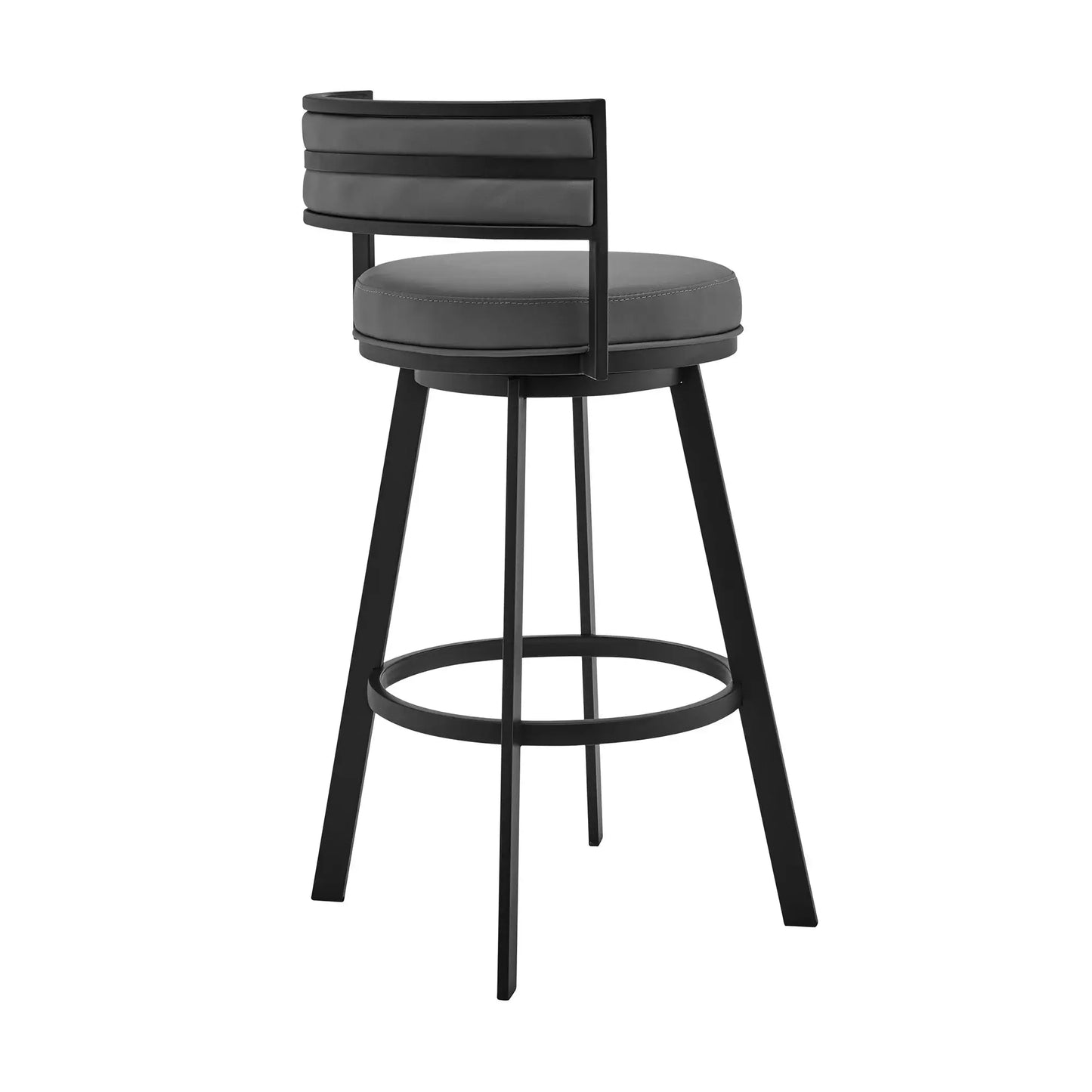 26" Gray And Black Faux Leather And Iron Swivel Low Back Counter Height Bar Chair - Homeroots - Flyclothing LLC