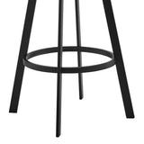26" Gray And Black Faux Leather And Iron Swivel Low Back Counter Height Bar Chair - Homeroots