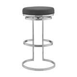 30" Gray And Silver Faux Leather And Iron Swivel Backless Bar Height Bar Chair - Homeroots - Flyclothing LLC
