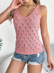 Openwork Wide Strap Knit Vest - Trendsi
