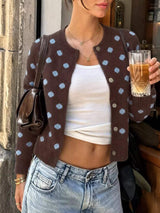 Polka Dot Button Up Cardigan - Trendsi - Flyclothing LLC