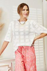 Mandy Ribbed Trim Round Neck Knit Top - Trendsi - Flyclothing LLC