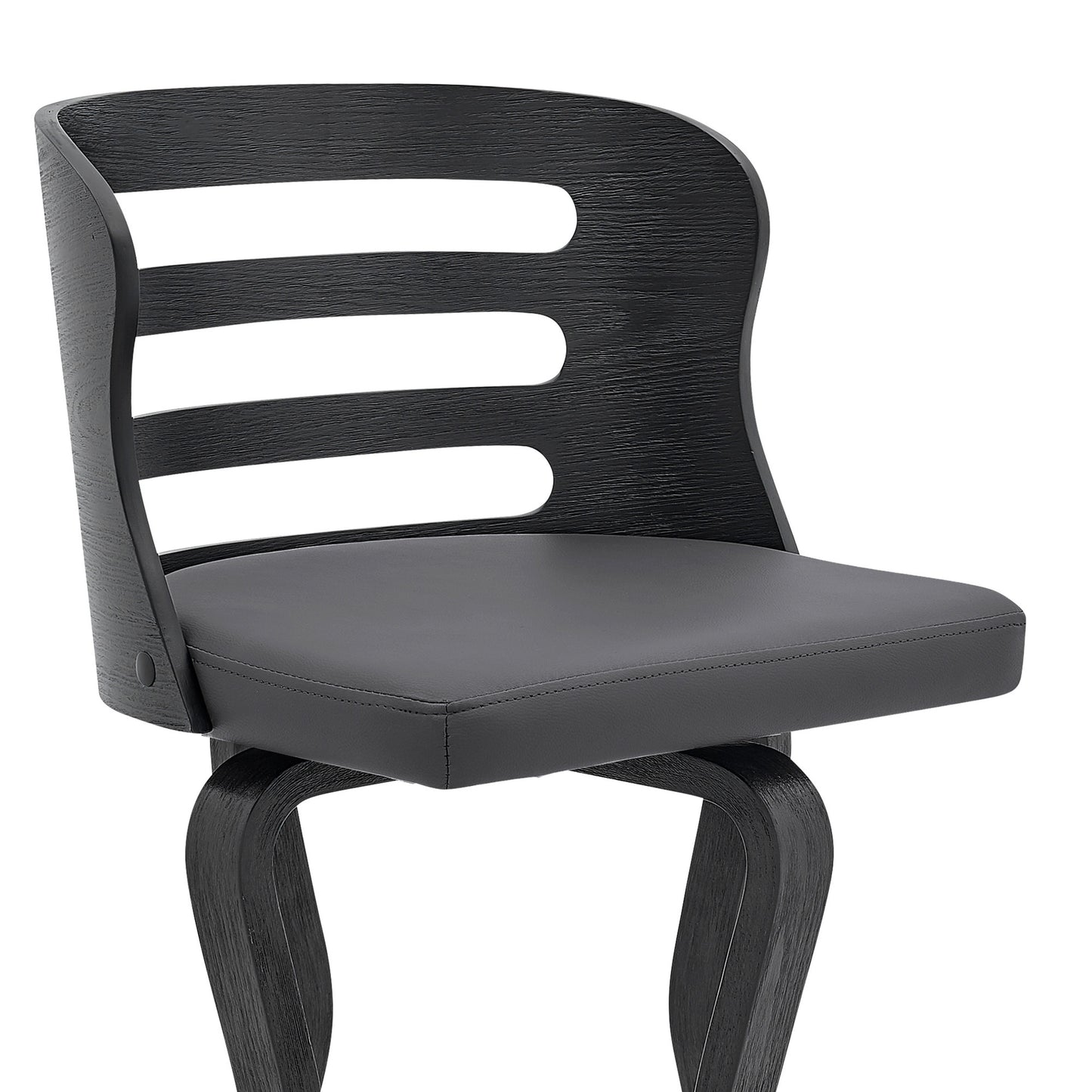 25" Gray And Black Faux Leather And Iron Swivel Low Back Counter Height Bar Chair - Homeroots - Flyclothing LLC