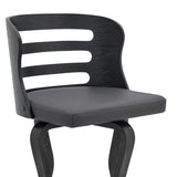 25" Gray And Black Faux Leather And Iron Swivel Low Back Counter Height Bar Chair - Homeroots - Flyclothing LLC