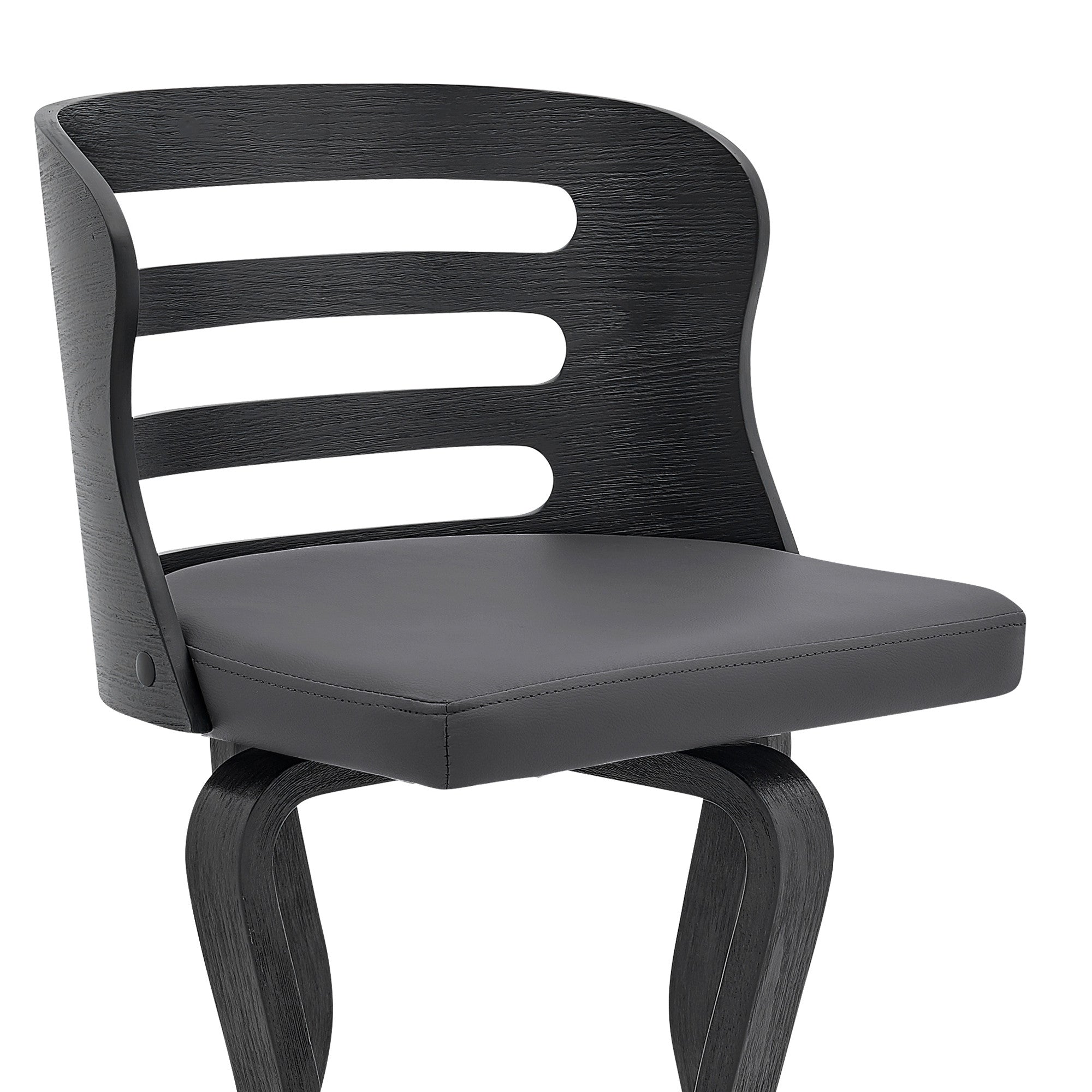 25" Gray And Black Faux Leather And Iron Swivel Low Back Counter Height Bar Chair - Homeroots - Flyclothing LLC