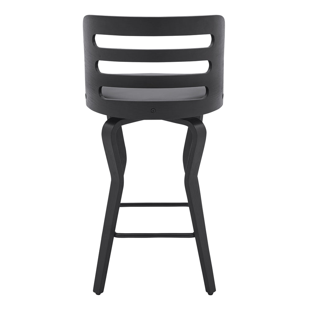 25" Gray And Black Faux Leather And Iron Swivel Low Back Counter Height Bar Chair - Homeroots - Flyclothing LLC