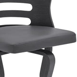25" Gray And Black Faux Leather And Iron Swivel Low Back Counter Height Bar Chair - Homeroots - Flyclothing LLC