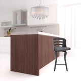 25" Gray And Black Faux Leather And Iron Swivel Low Back Counter Height Bar Chair - Homeroots