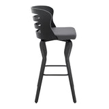 29" Gray And Black Faux Leather And Iron Swivel Low Back Bar Height Bar Chair - Homeroots