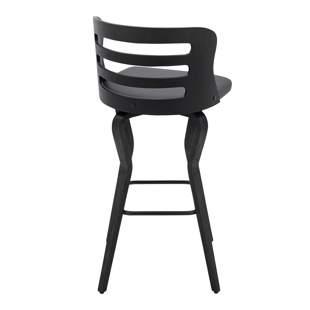 29" Gray And Black Faux Leather And Iron Swivel Low Back Bar Height Bar Chair - Homeroots - Flyclothing LLC