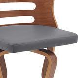 29" Gray And Brown Faux Leather Swivel Low Back Bar Height Bar Chair - Homeroots