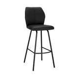 26" Black Faux Leather And Iron Counter Height Bar Chair - Homeroots - Flyclothing LLC