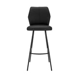 26" Black Faux Leather And Iron Counter Height Bar Chair - Homeroots