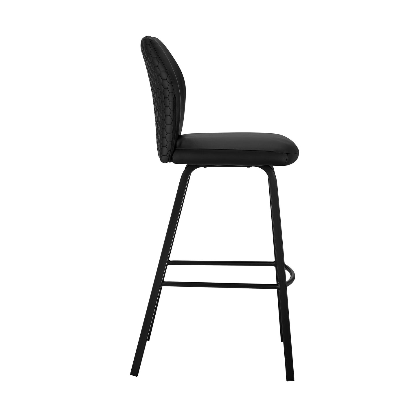 26" Black Faux Leather And Iron Counter Height Bar Chair - Homeroots - Flyclothing LLC