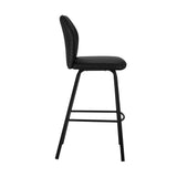26" Black Faux Leather And Iron Counter Height Bar Chair - Homeroots - Flyclothing LLC