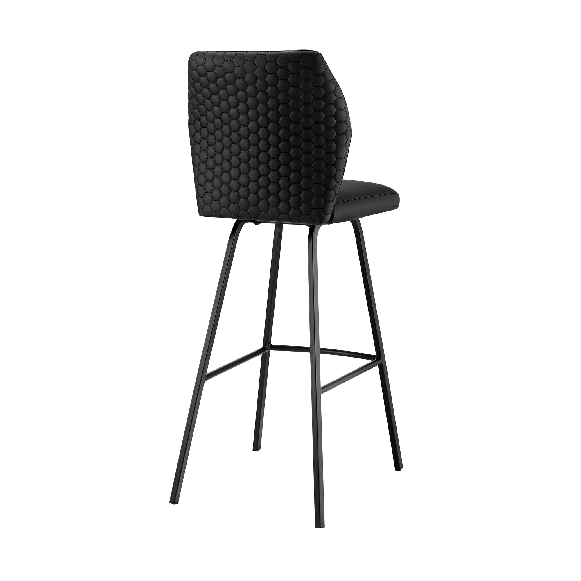 26" Black Faux Leather And Iron Counter Height Bar Chair - Homeroots - Flyclothing LLC