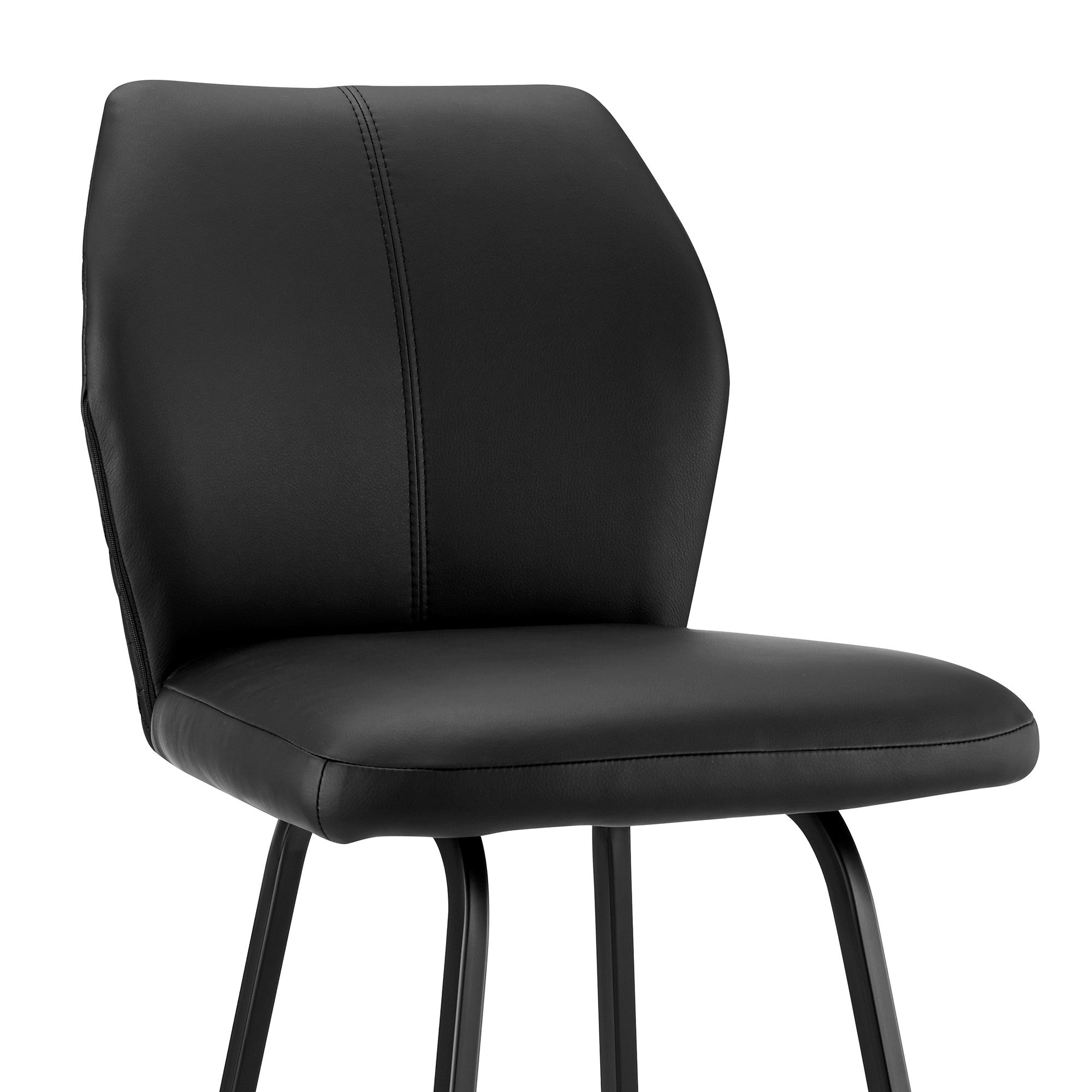 26" Black Faux Leather And Iron Counter Height Bar Chair - Homeroots - Flyclothing LLC