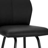 26" Black Faux Leather And Iron Counter Height Bar Chair - Homeroots - Flyclothing LLC