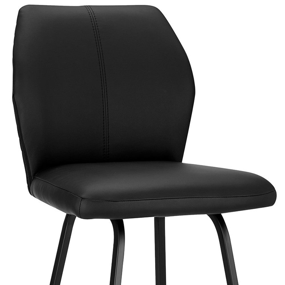 26" Black Faux Leather And Iron Counter Height Bar Chair - Homeroots - Flyclothing LLC