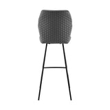 26" Gray And Black Faux Leather And Iron Counter Height Bar Chair - Homeroots - Flyclothing LLC