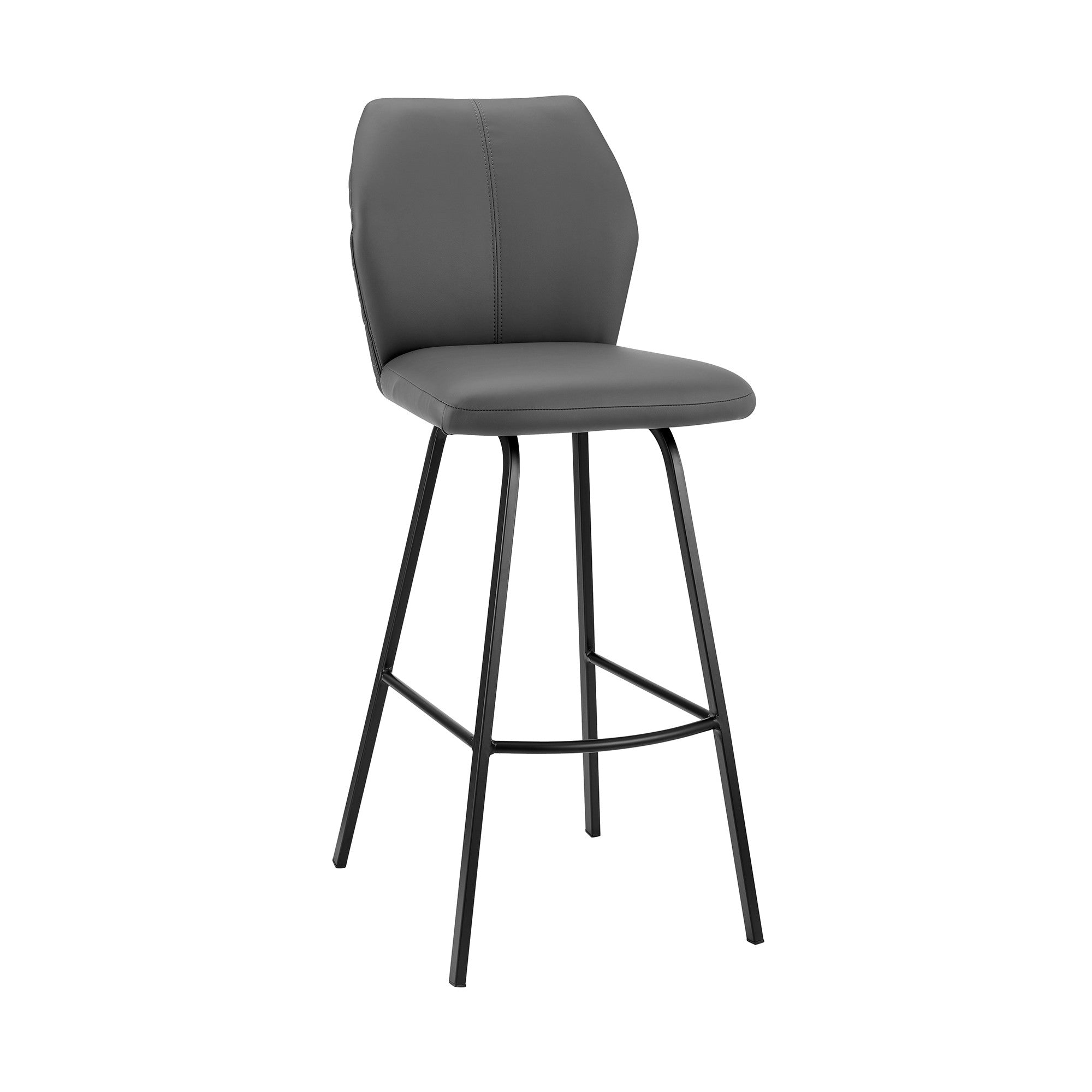 26" Gray And Black Faux Leather And Iron Counter Height Bar Chair - Homeroots - Flyclothing LLC