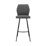26" Gray And Black Faux Leather And Iron Counter Height Bar Chair - Homeroots - Flyclothing LLC