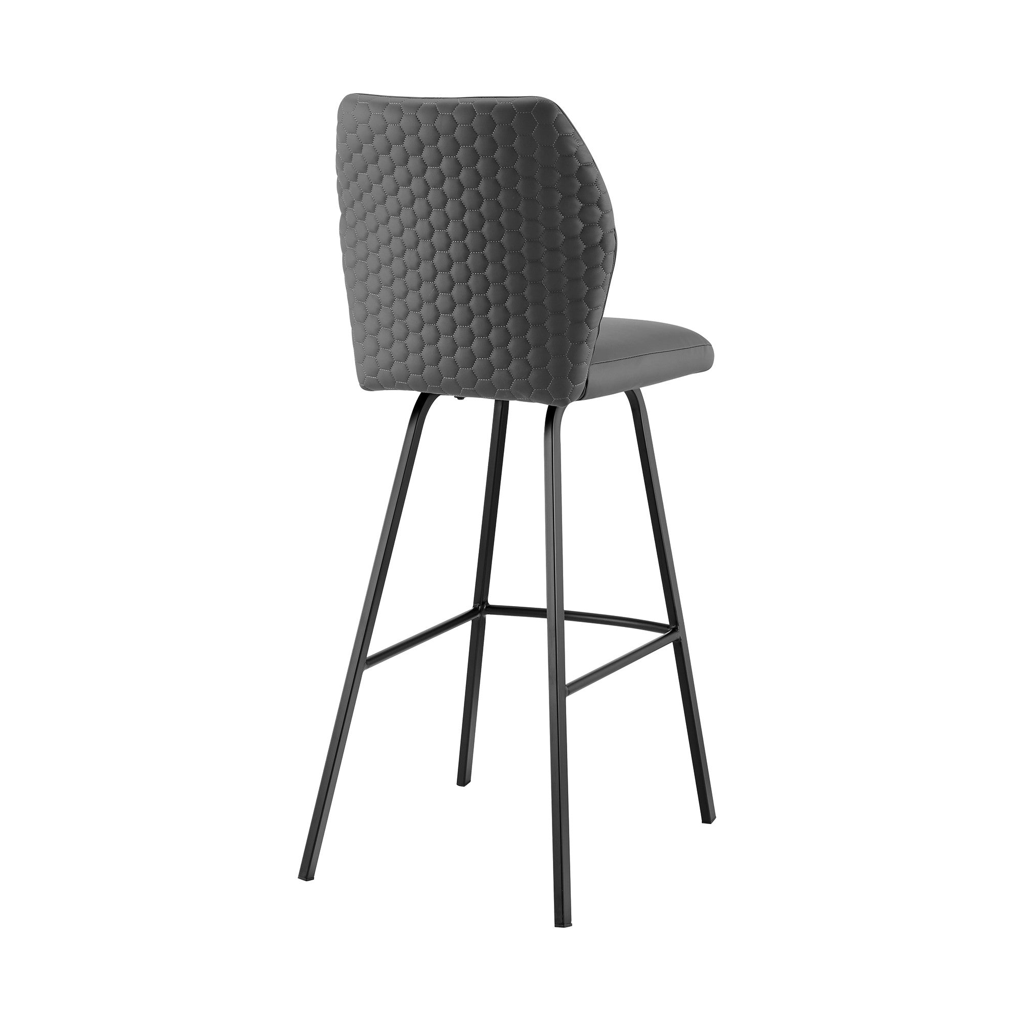26" Gray And Black Faux Leather And Iron Counter Height Bar Chair - Homeroots - Flyclothing LLC